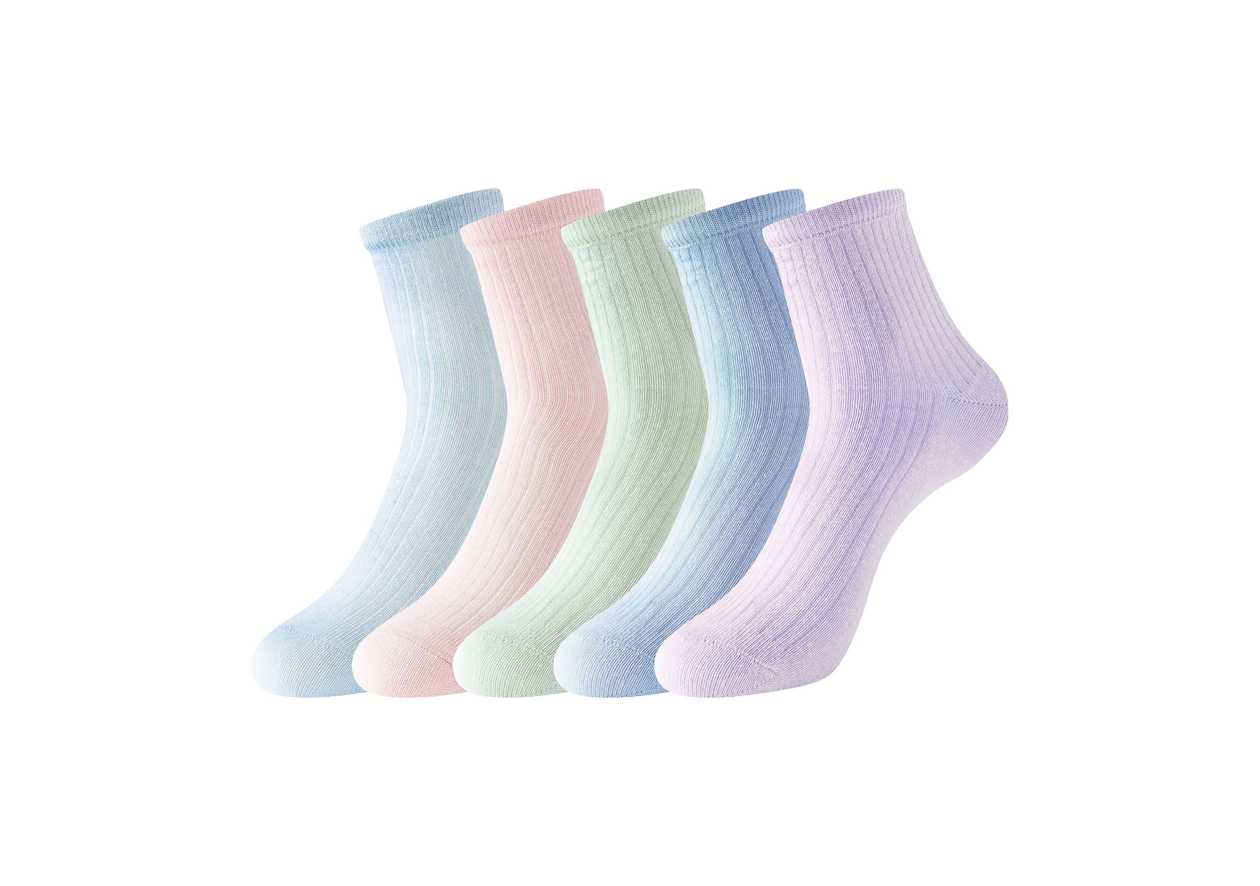 Womens Colored Quarter Socks (5 Pairs)