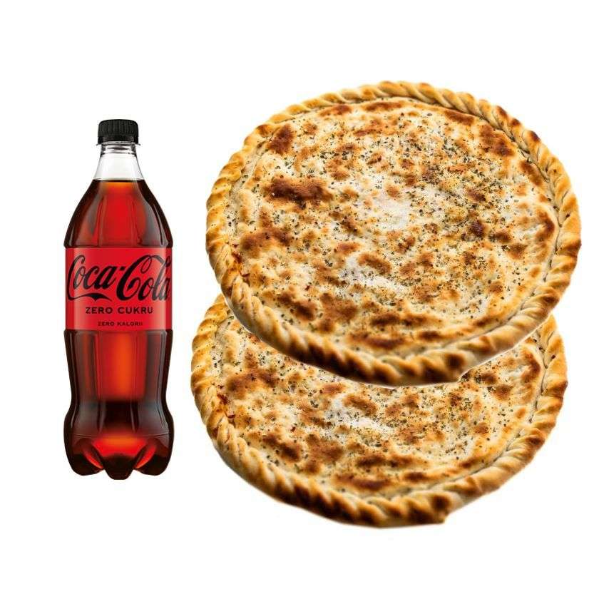 Two medium branded "troll" pizzas + Coca-Cola 0.85 l
