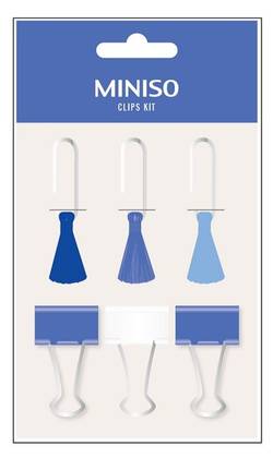 Navy Blue Series Tassel Paper Clips & Binder Clips Set