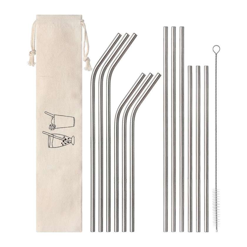 Portable Straw Set with Bag, 12 pcs