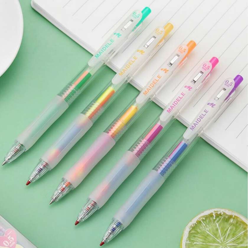 Colorful Aurora Series Multi-color Retractable Gel Pen Set (5 Pcs) PDQ