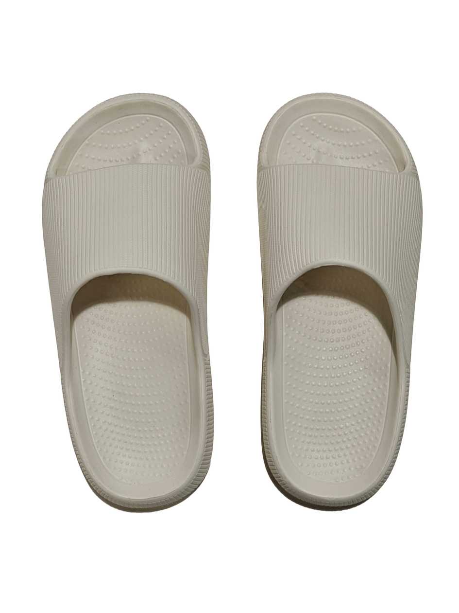 Womens Bathroom Slippers with Stripes and Dots(39-40,White)