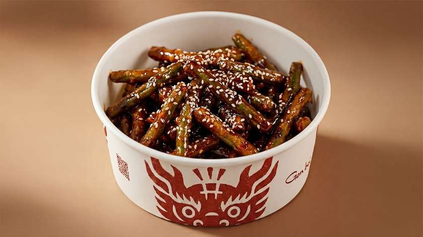 XL Double Kraukšķīgās pākšu pupiņas medus mērcē ar sezama sēklām