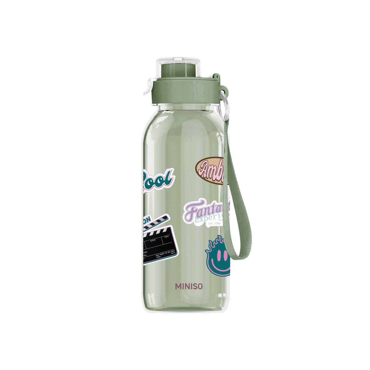 DIY Series Flip Top Plastic Bottle with Strap 1100mL(Green)