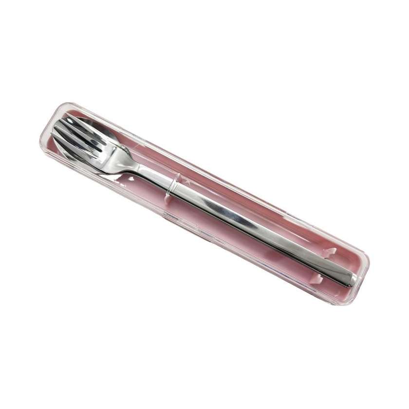 Stainless Steel Portable Cutlery Set (fork, spoon)(Pink)