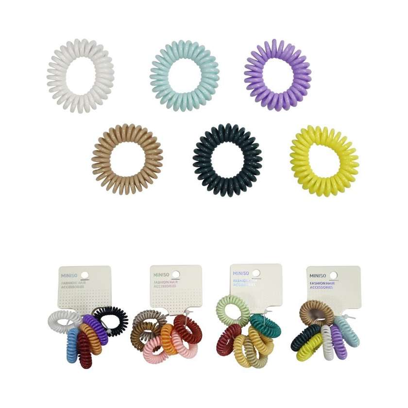 3.5 Colored Spiral Hair Ties (6pcs)