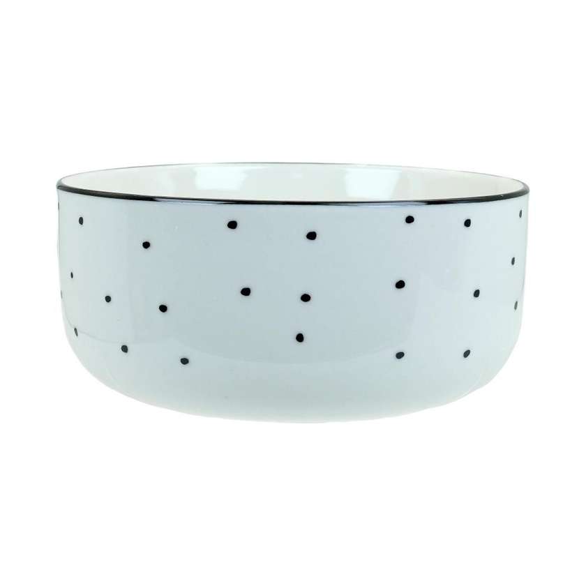 Black and White Polka Dot Ceramic Bowl (300mL)