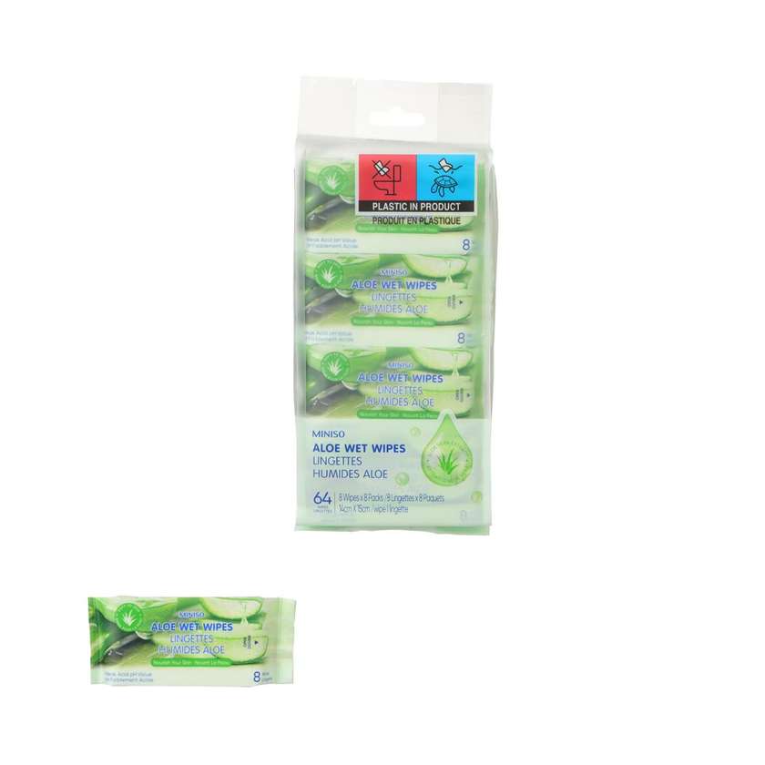 Aloe Wet Wipes (8 Wipes × 8 Packs)