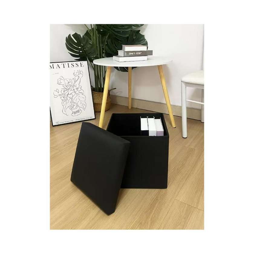 Black & White Collection Storage Ottoman (Black)