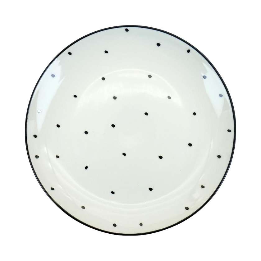 Black and White Polka Dot Ceramic Plate (6-inch)