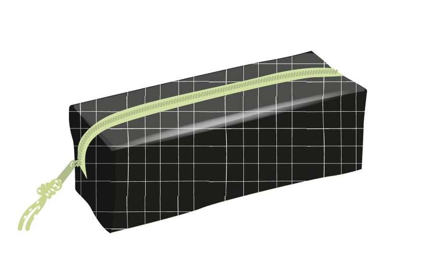 Black & White Collection 2.0 Oxford Cloth Hanging String Stationery Case (Black Grid)