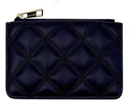 Womens Diamond Pattern Quilted Top Zip Coin Purse(Black)