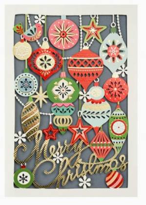 Christmas Praise Collection Hollowed Gold-Stamping Holographic Greeting Card (Christmas Ball)