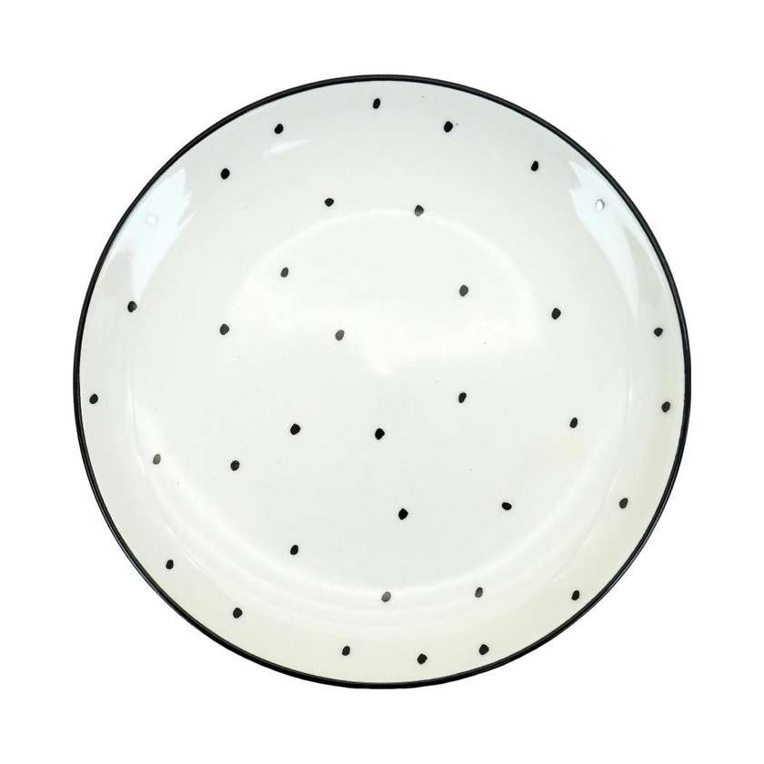 Black and White Polka Dot Ceramic Plate (8-inch)