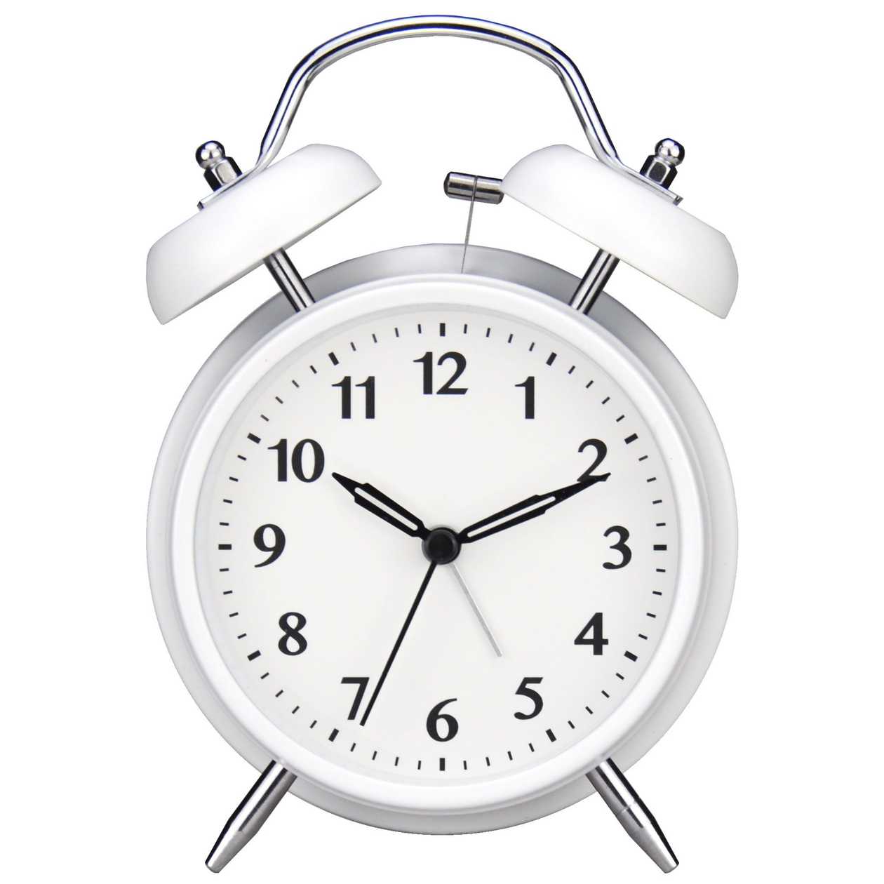 Black & White Series Twin Bell Alarm Clock (White Matte)