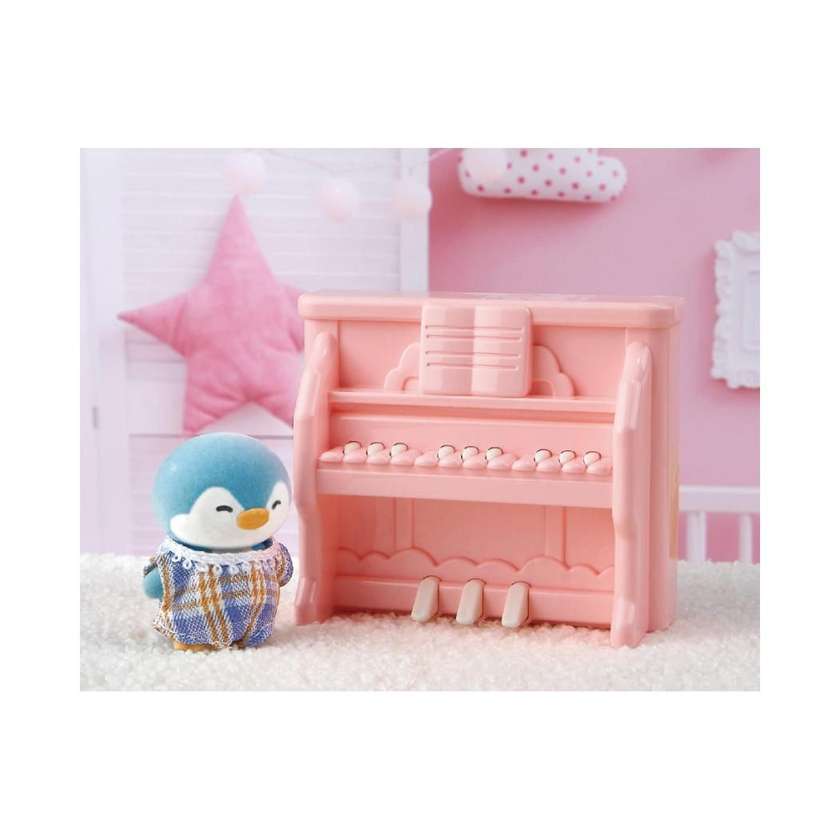 Mini Family Flocking Plush Toy & Piano Set