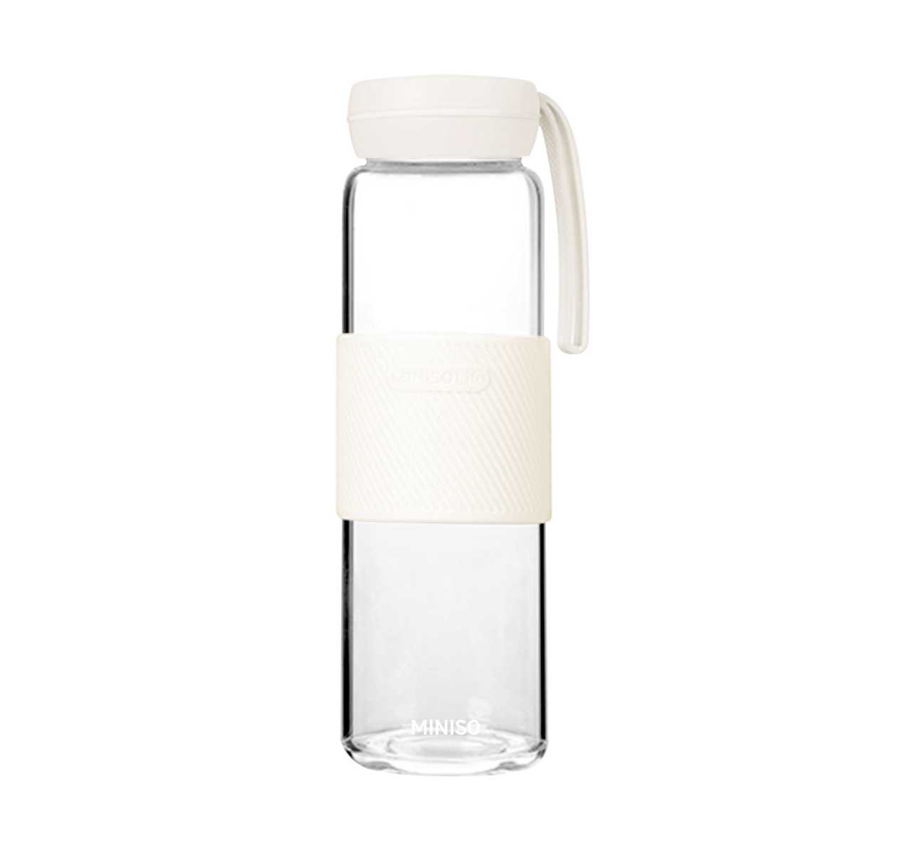 Solid Color Handle High Borosilicate Glass Bottle 500mL(Gray)