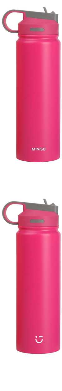 Solid Color Stainless Steel Bottle with Handle and Straw Lid (900mL) (Pink)