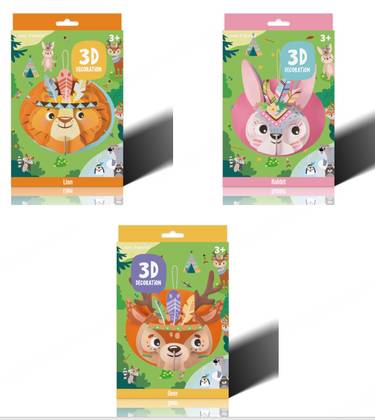 Passion Forest Collection 3D Puzzle Set (3 Assorted Models: Deer, Lion, Rabbit)