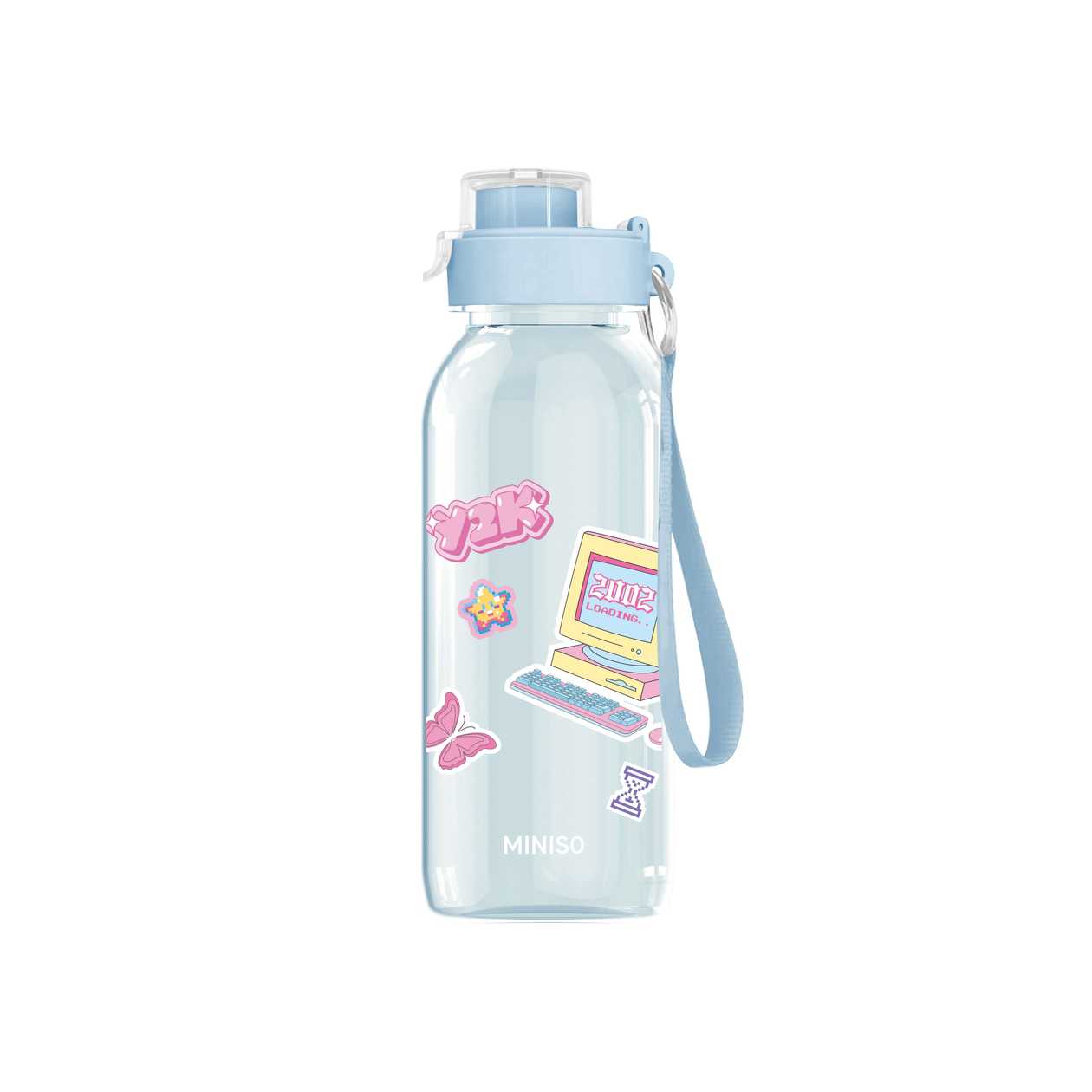 DIY Series Flip Top Plastic Bottle with Strap 1100mL(Blue)