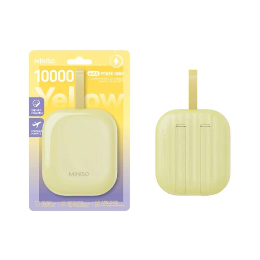 Mini Berry 10000mAh Power Bank with Cable Model: X-001(Yellow)