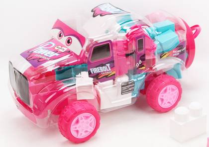 Big Building Blocks - Cartoon Retro Car (Pink)