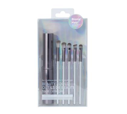 Portable Eye Makeup Brushes Set with Holder (5 pcs, Gray)