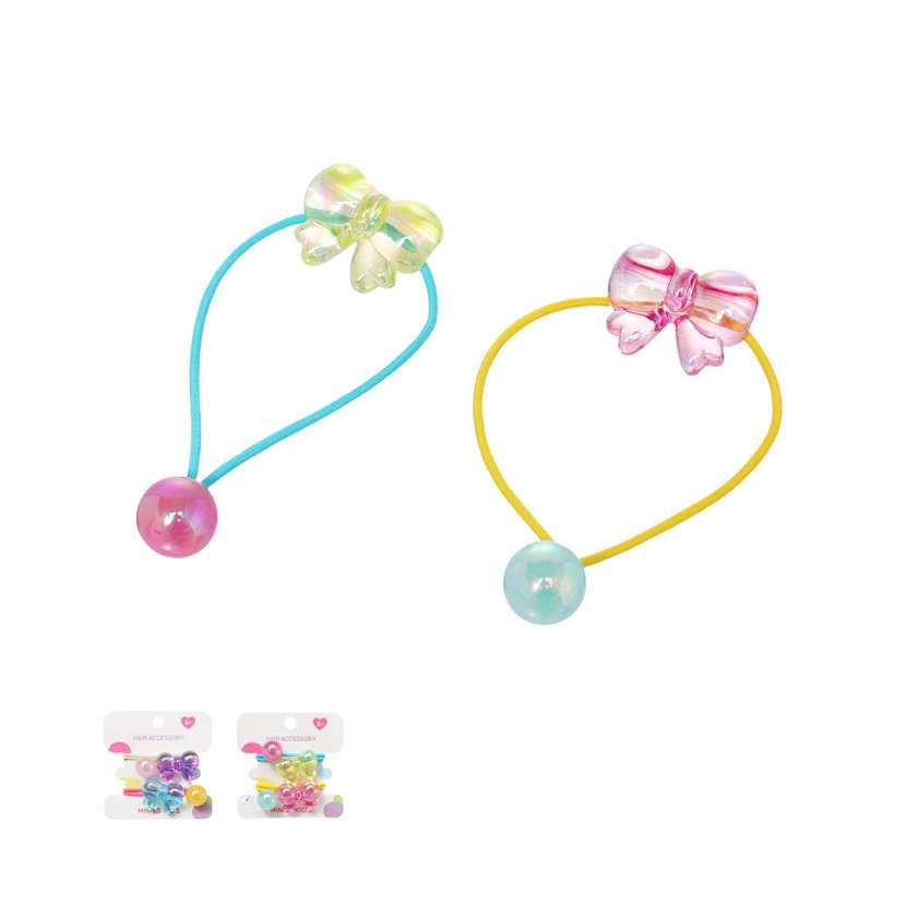 Bowknot Jelly Bead Hair Ties (2 pcs)