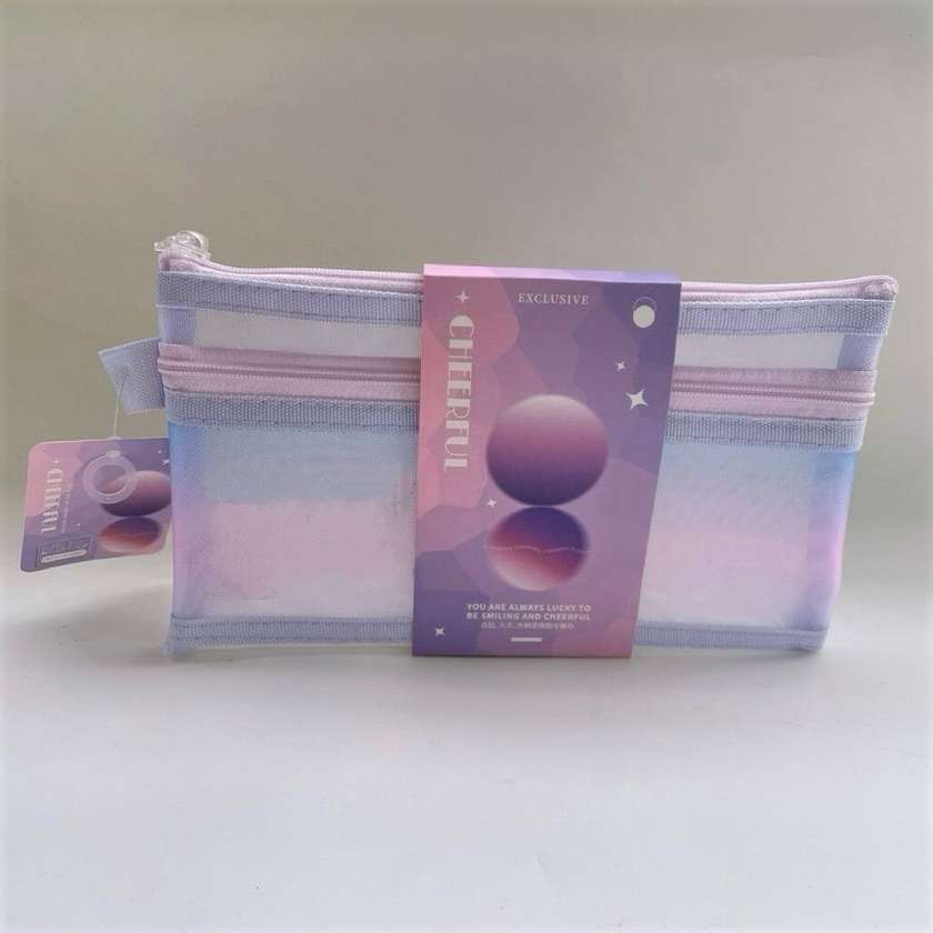 A6 Gradient Double-layer Mesh Stationery Case (Gradient Purple)