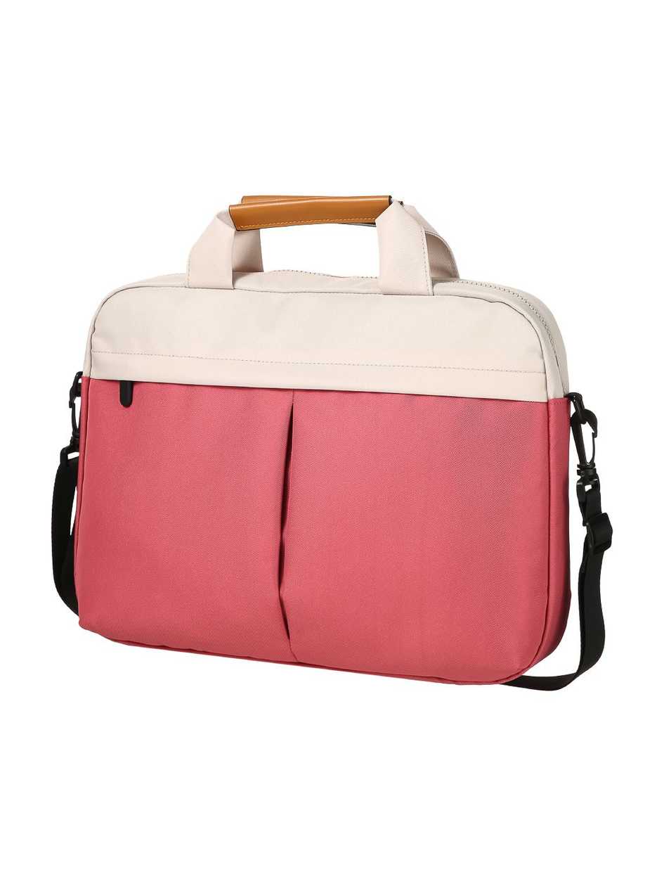 Color Block Crossbody Computer Bag (Rose Red)