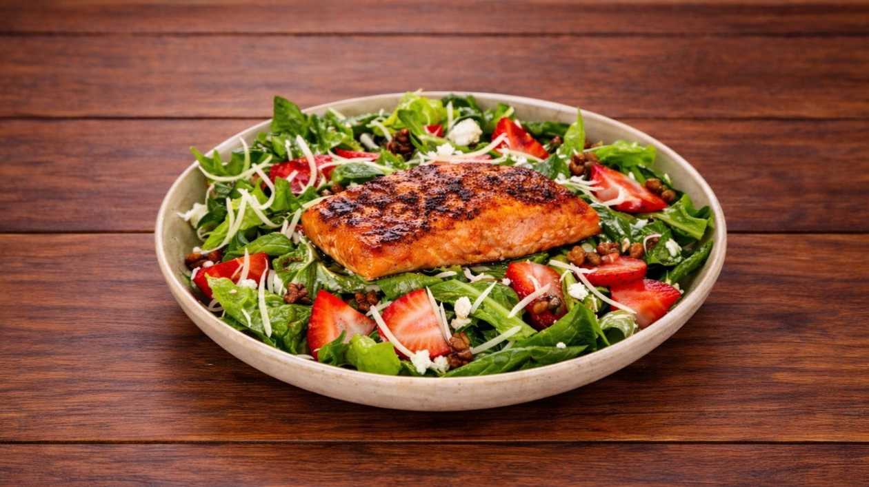 Salmon Strawberry Fields Salad (Fasting)