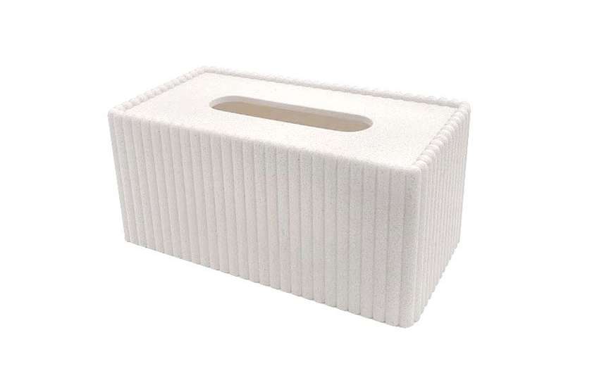 Column Pattern Long Tissue Box (White)
