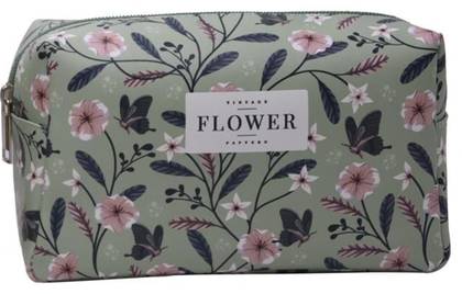 Green Wilderness Floral Rectangular Cosmetic Bag