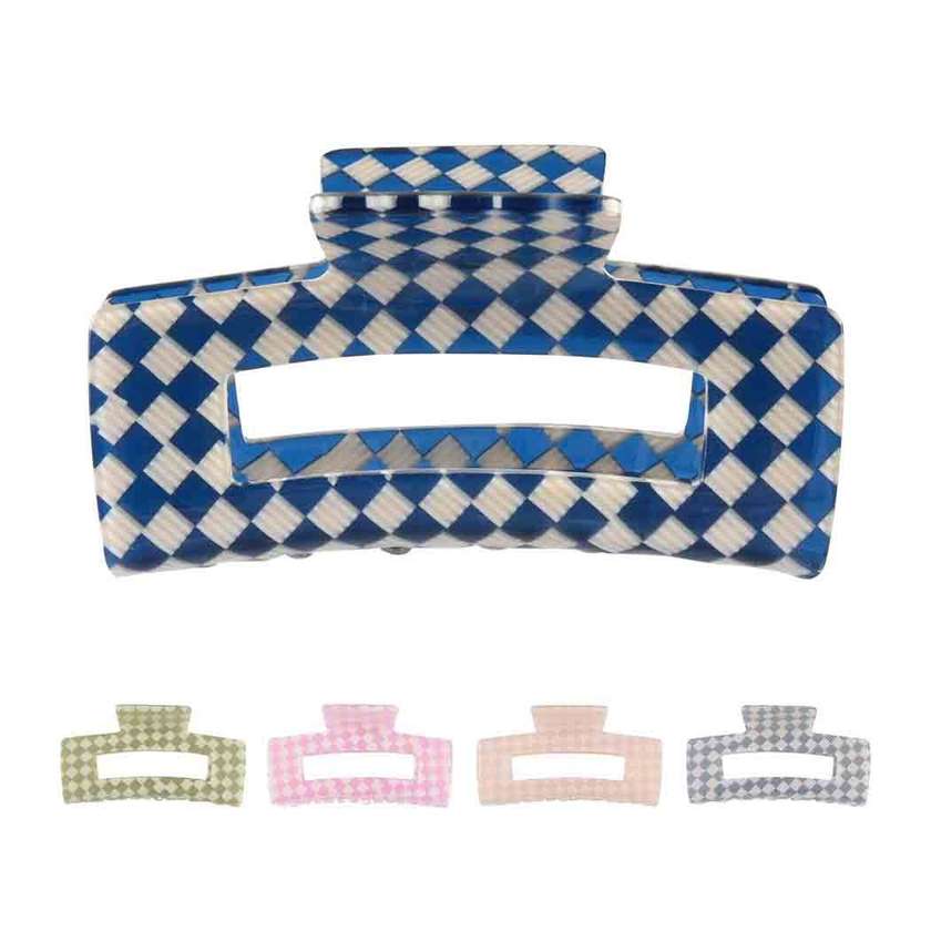 Checkered Pattern Series Rectangle Hair Claw Clip (1 pc)
