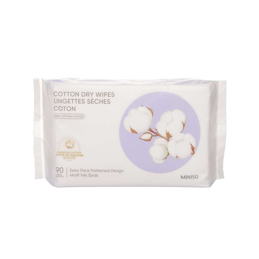 MINISO Pure Cotton Patterned Dry Wipes (90 Wipes)