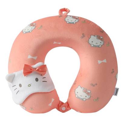 Sanrio characters Memory Foam Neck Pillow with Sleep Mask(Hello Kitty)
