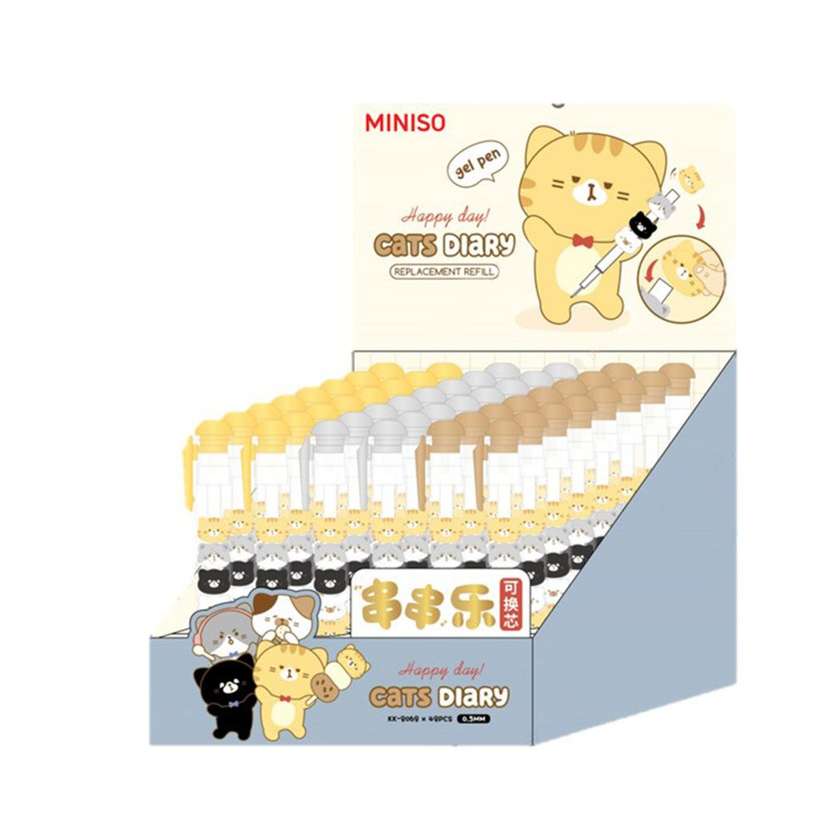 Cat Diary Beadable Gel Pen (0.5mm, Black) (3 Assorted Models) PDQ