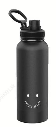 Solid Color Handheld Stainless Steel Water Bottle 1.4L(Black)