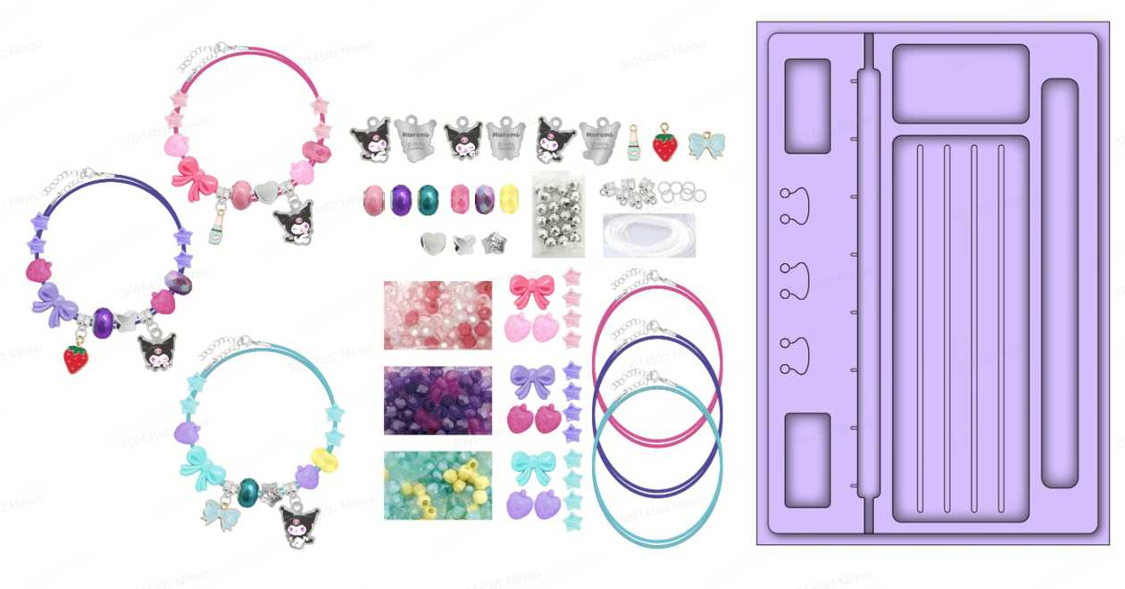 Kuromi Magic Party Collection Shiny Bead Bracelet Making Kit (Knitter Included)(GMBH)