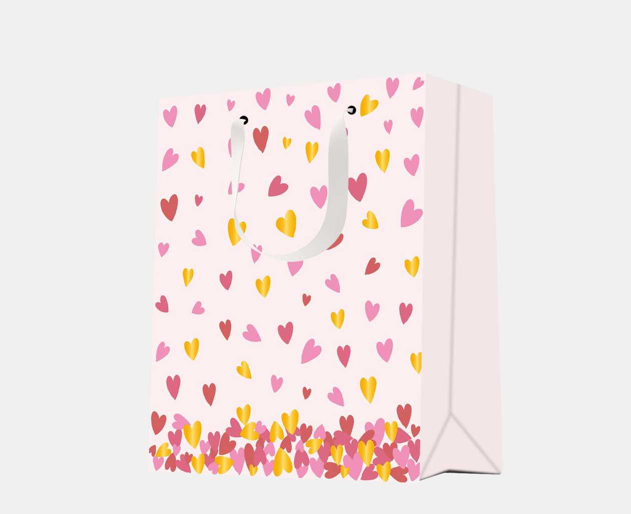 Love Confession Collection Falling Hearts Gold-Stamping Vertical Medium Gift Bag (18*23*10cm)