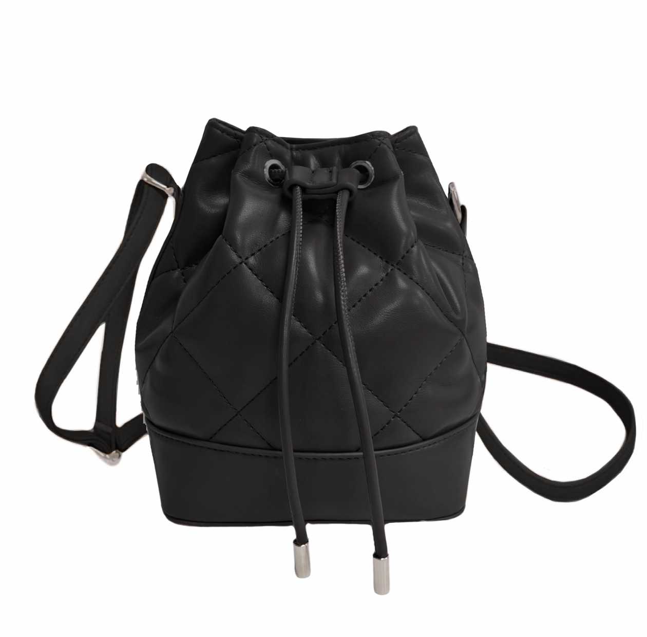 Drawstring Crossbody Bag (Black)