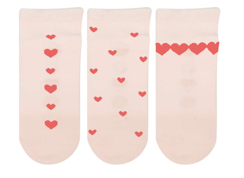 Womens Heart Ankle Socks (3 Pairs)(Pink)