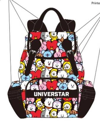 BT21 Collection Printed Backpack (Black)