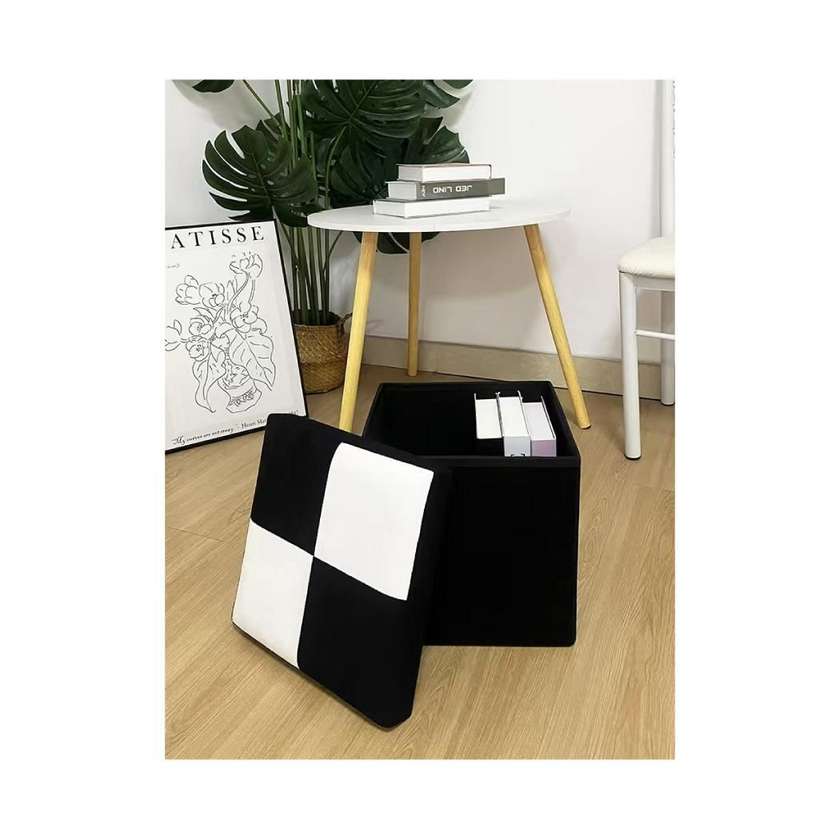 Black & White Collection Storage Ottoman (Black & White)