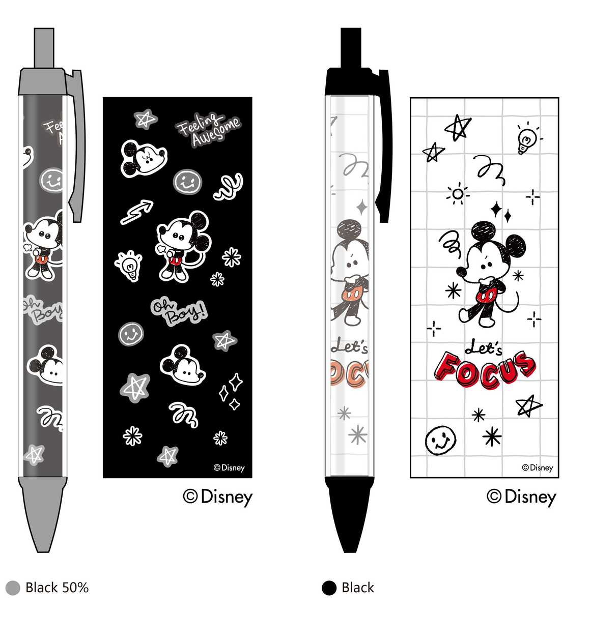 Disney Marvellous Mickey Collection Sandwich Ballpoint Pen (A) (1.0mm, Black) (2 Assorted Models) (P