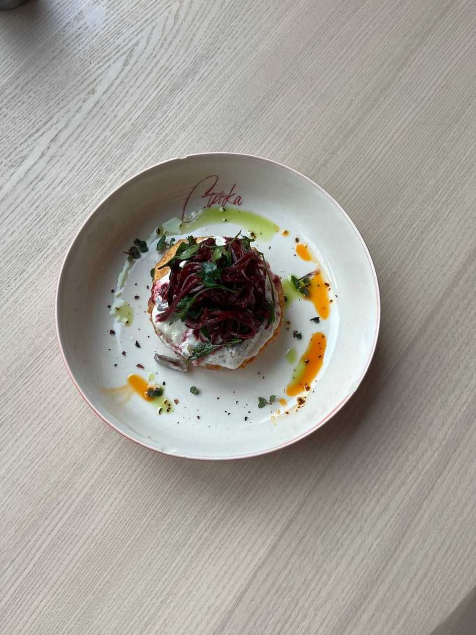 Potato Pancakes with Hearts and Blue Cheese Sauce