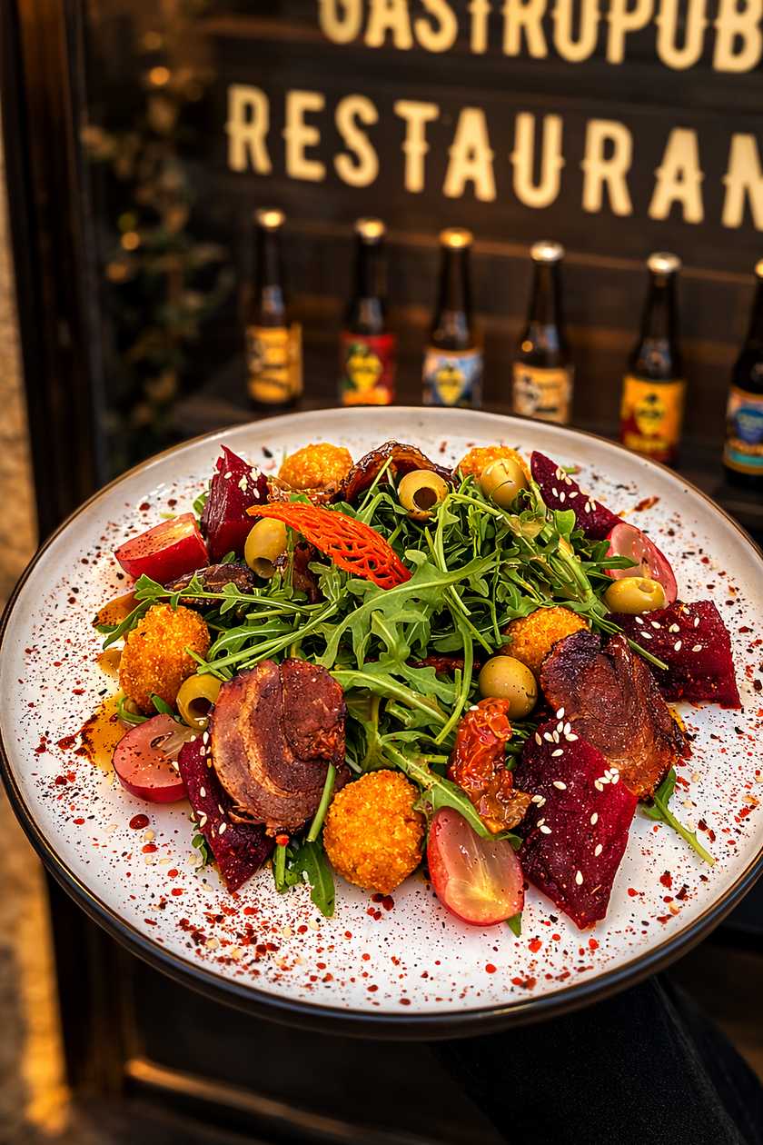 Салат з буряком та карамелізованим шпондером