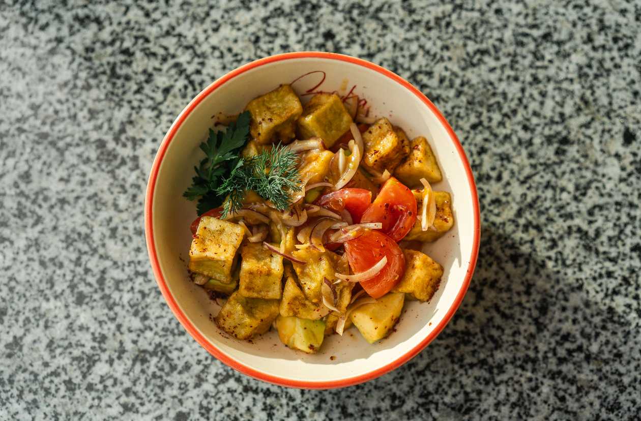 Avocado and Crispy Eggplant Salad