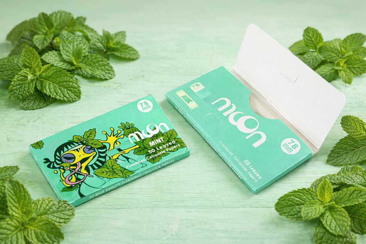 MOON Cellulose Papers  78mm Mint (Nanə)– 50 Leaves (Şəffaf)