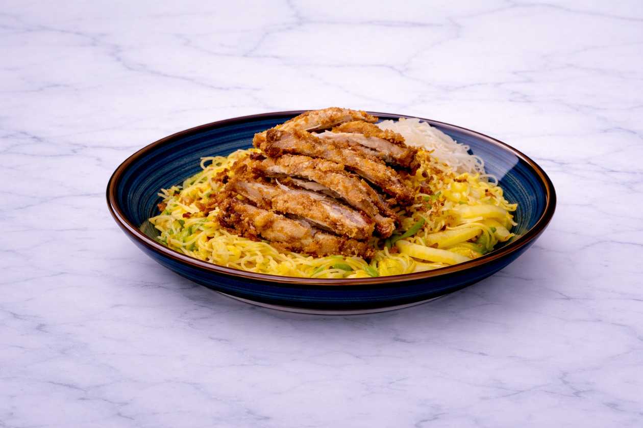 K08 Menu with fried rice noodles and duck meat